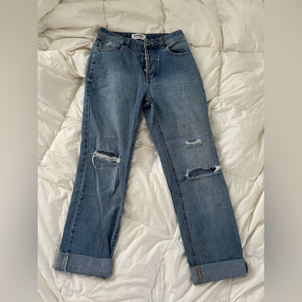 RSQ Women's Ripped Boyfriend Jeans - Classic Blue